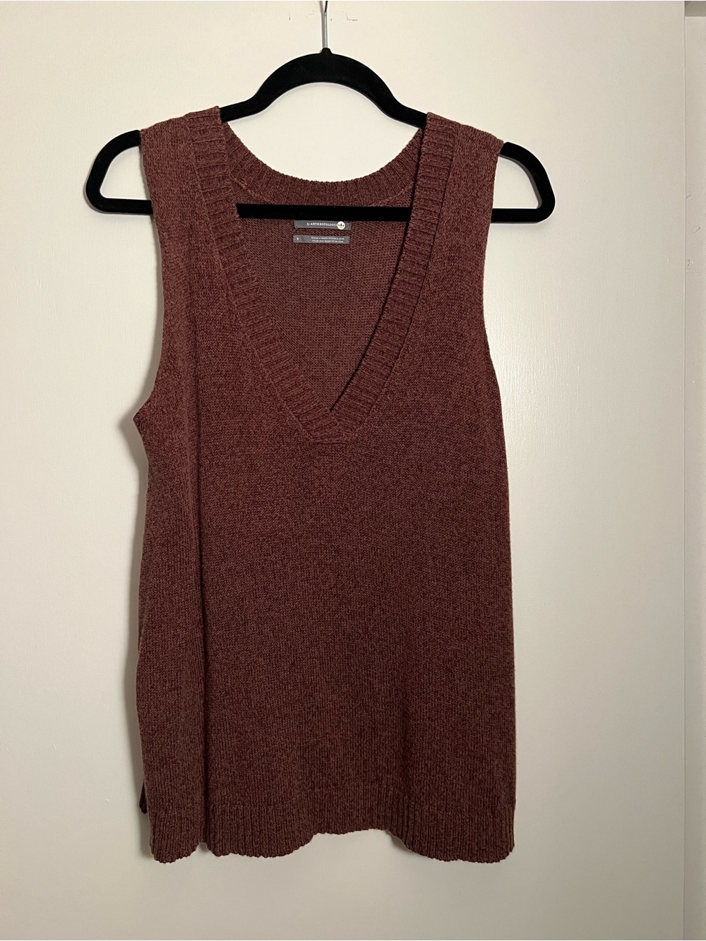 Anthropologie Sleeveless V-Neck Knit Sweater Vest - Brown